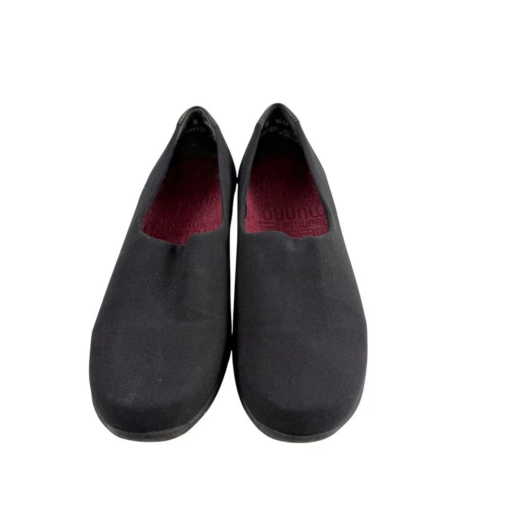 Munro Traveler Black Stretch Fabric Slip On Comfort Shoes Flat Womens 7 W